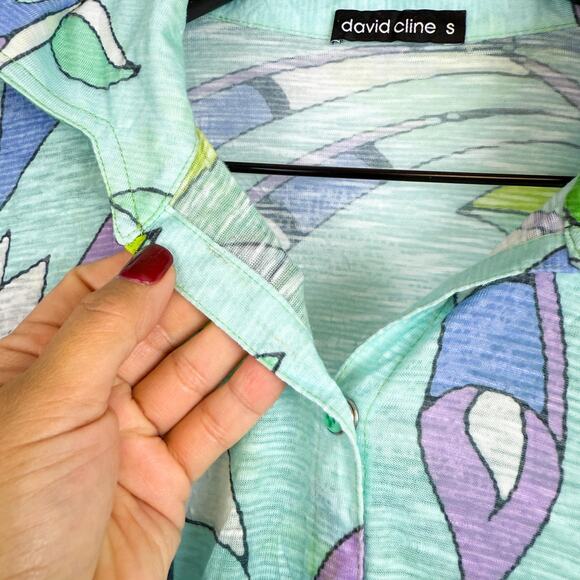David Cline Collar Shirt 9100 Nectar Mint Kiwi Button Up - S - Picture 2 of 8